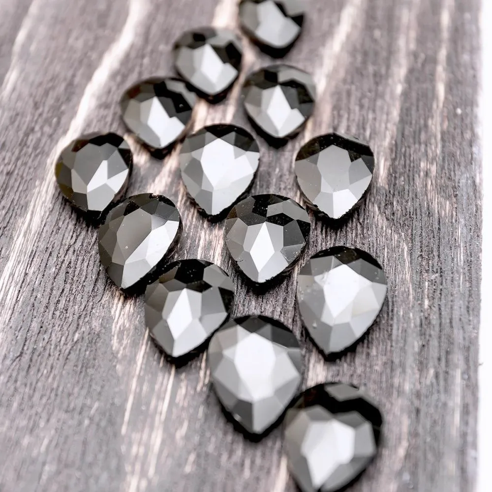 кабошон стекло кристалл, каплевидный, цвет черный, 18х13 мм