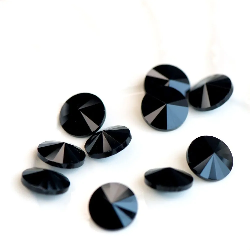 кабошон стекло риволи, цвет jet, непрозрачный, 12 мм
