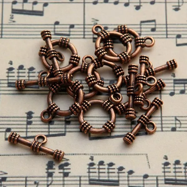 Замочки тоггл "квадро", цвет красная медь, 19х15х3 мм - 20х8х3 мм