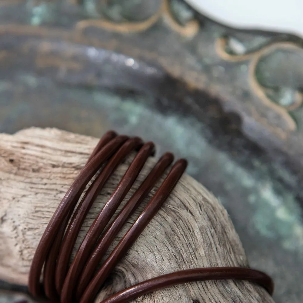 шнур кожаный, цвет шоколадный, диаметр 3 мм