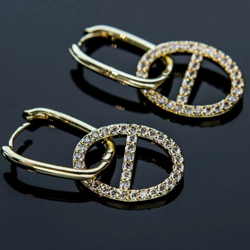 швензы "нексус", с цирконием, цвет золото, 35 мм