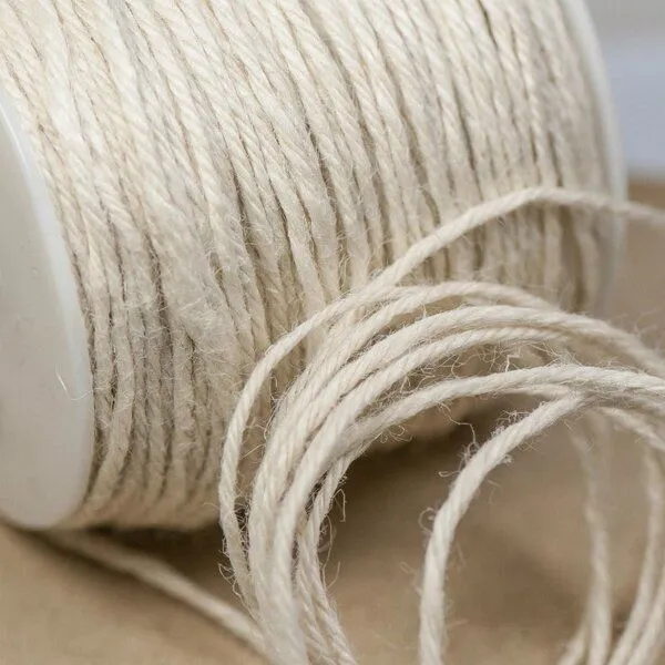 шнур конопляный, цвет сливочный, 2 мм (уп 5 м)