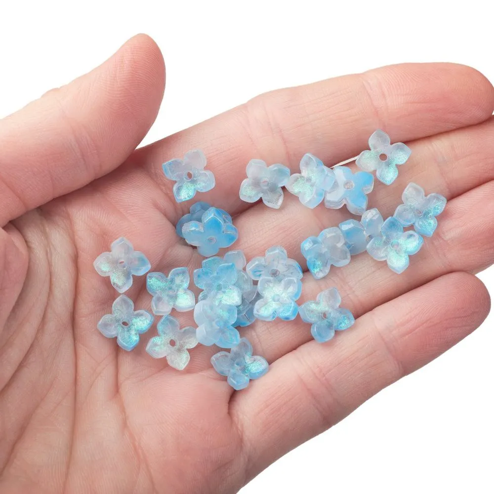 бусина "вероника", стекло, цвет голубой, 10x10x3.5 мм