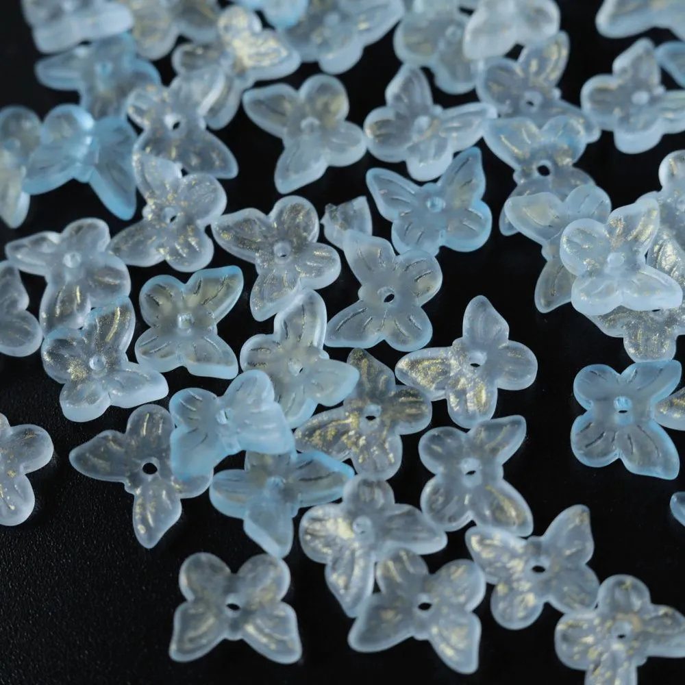 бусина "бабочка", стекло, цвет св.голубой, 10x12 мм