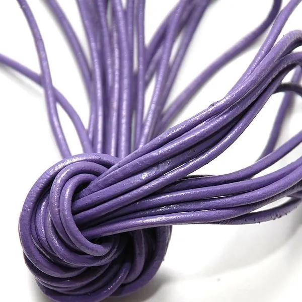 шнур кожаный, цвет сиреневый, диаметр 2.5 мм