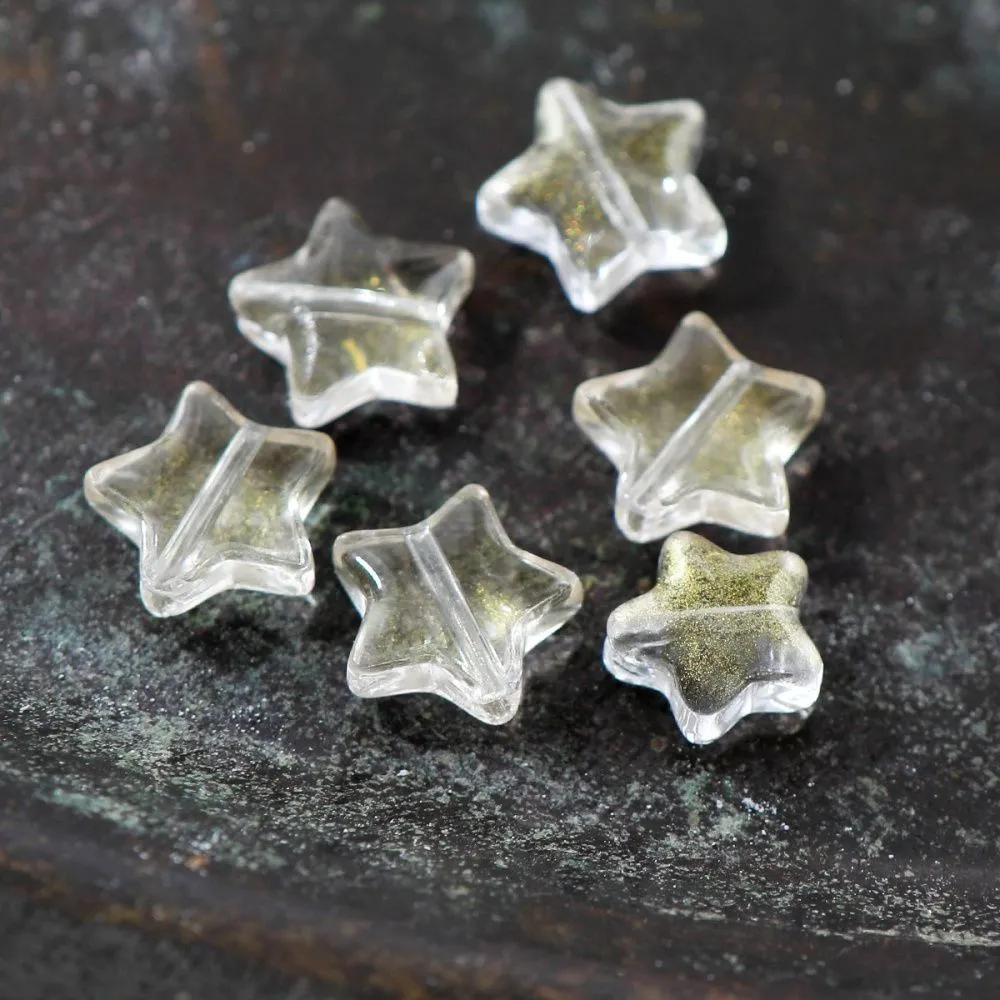 бусина "звездочка", стекло, цвет золотистый, 10x10x4 мм