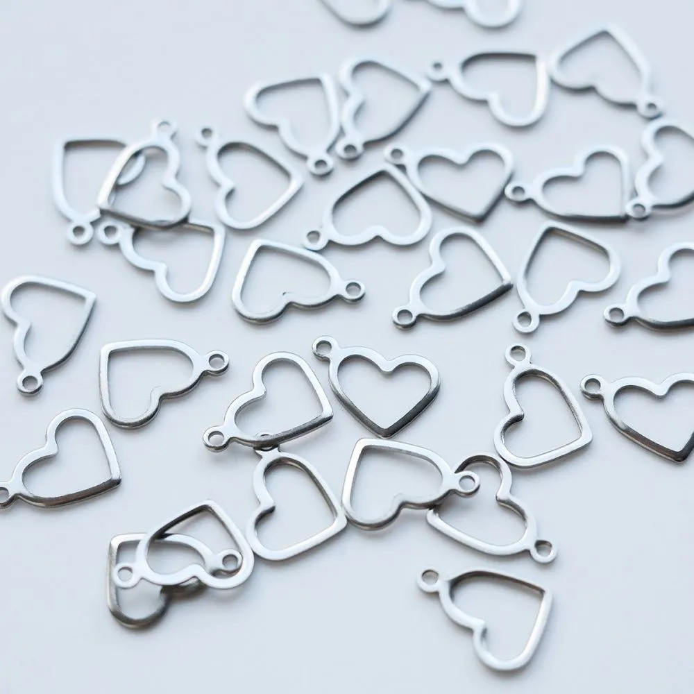 подвеска стальная, сердце, цвет стальной, 10x14x0.8 мм