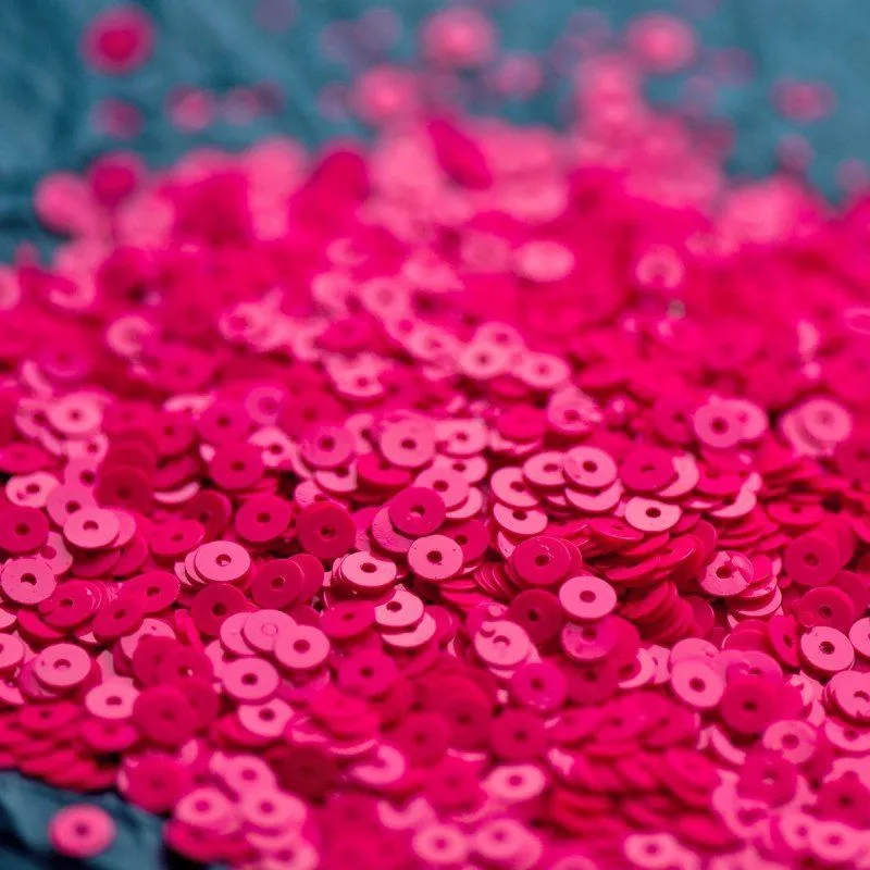 пайетки плоские, розовый неон, 4 мм