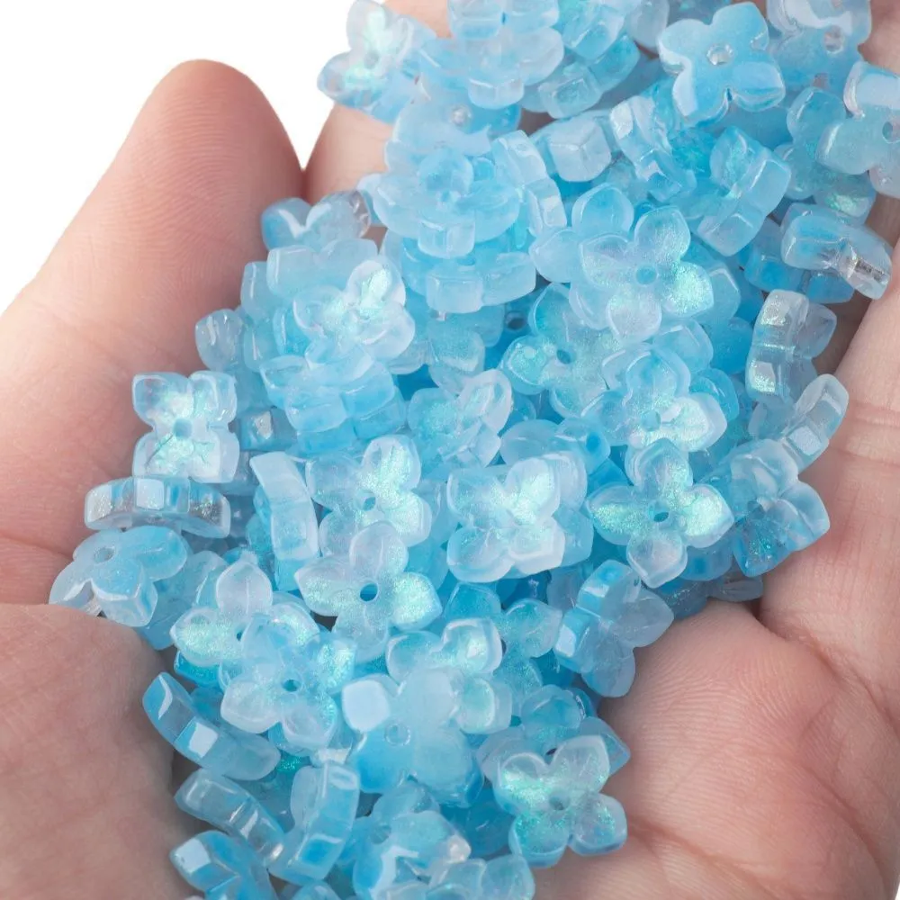 бусина "вероника", стекло, цвет голубой, 10x10x3.5 мм