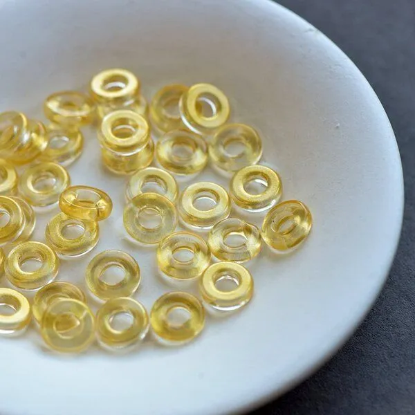 бусина "ринг", стекло, цвет желтый/золотистый, 10x3 мм